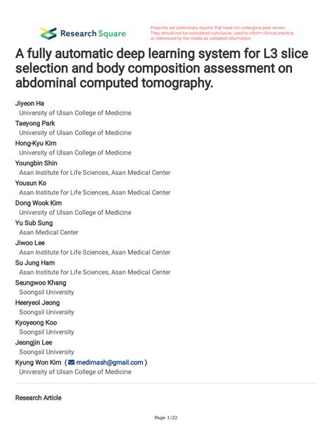 PDF A Fully Automatic Deep Learning System For L3 Slice Selection And