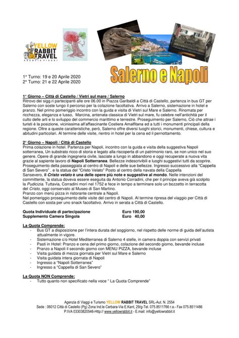 Programma Gita Salerno Napoli Unitre Citt Di Castello