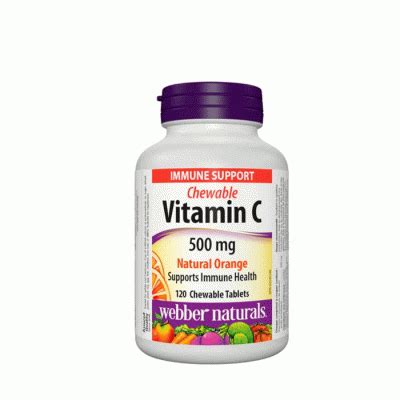 ВИТАМИН C с вкус на портокал 500 мг дъвчащи таблетки 120 броя / WEBBER ...