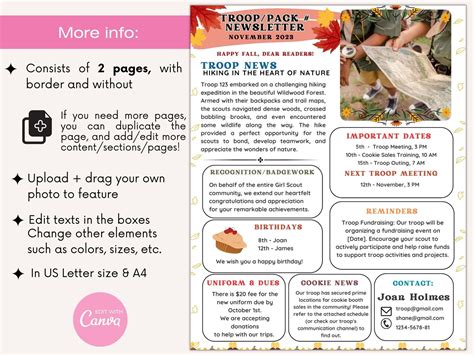 Fall Girl Scout Troop Newsletter Template November Cub Scout