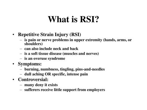 PPT - Repetitive Strain Injury (RSI) PowerPoint Presentation, free ...