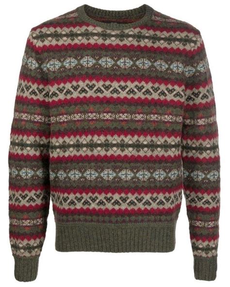 Rrl Fair Isle Knit Jumper In Grey For Men Lyst Uk