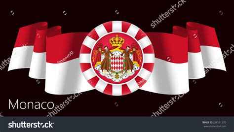 Monaco Coat Arms On National Flag Stock Vector Royalty Free 238551370