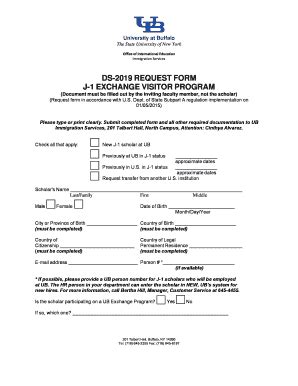 Fillable Online Buffalo Ds Request Form J Exchange Visitor