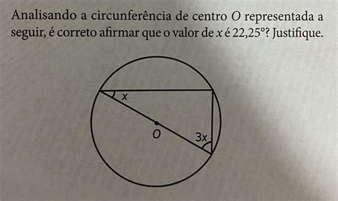 Analisando a circunferência de centro O representada seguir é correto