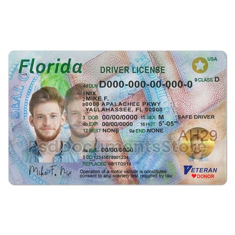 Florida Driver License Psd Template PSD Documents Store