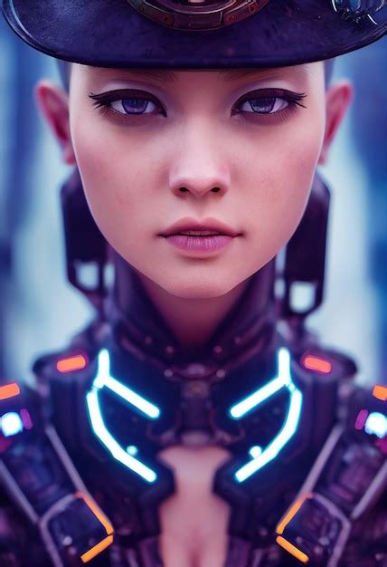 Retrato de una chica cyberpunk de ciencia ficción Foto Premium