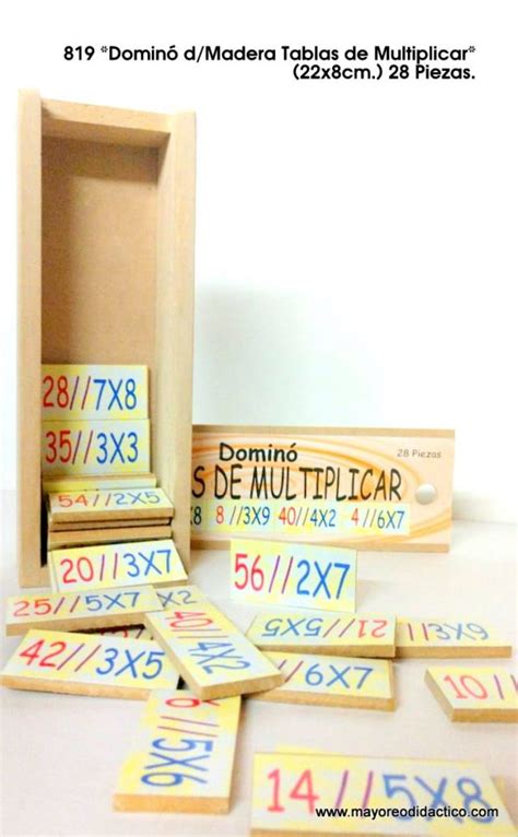 819 Dominó d Madera Tablas de Multiplicar 22x8cm 28 Piezas