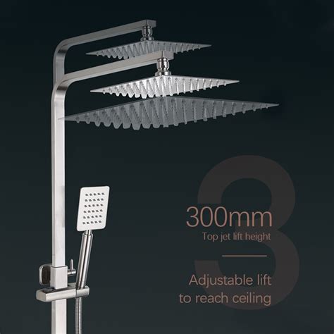 Bathroom Hot And Cold Square Rainfall Shower Set Mixer Faucet Matte Design With Shower Head