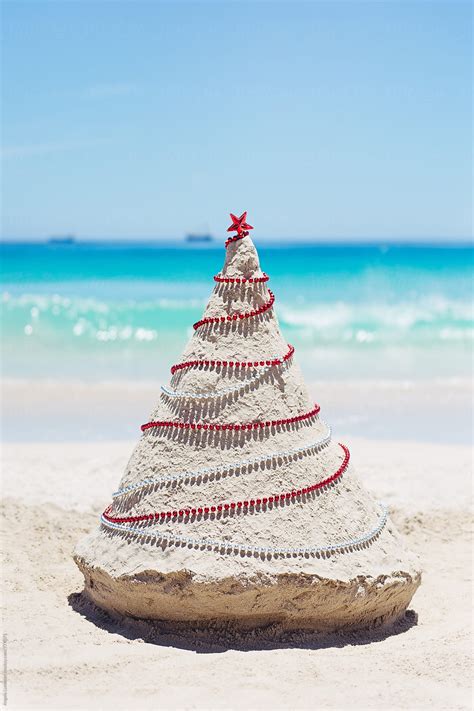 "Christmas Tree Made Out Of Sand At The Beach In Western Australia At Christmas" by Stocksy ...