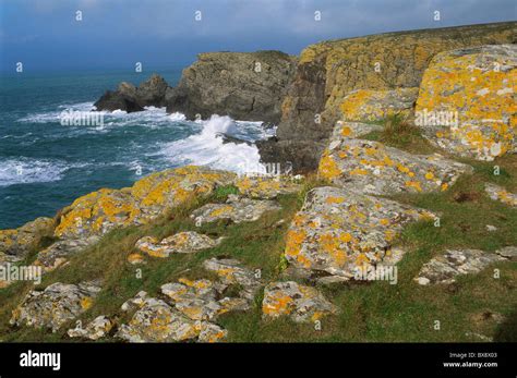 France Brittany Morbihan Ile De Groix Pointe De Pen Men Stock Photo