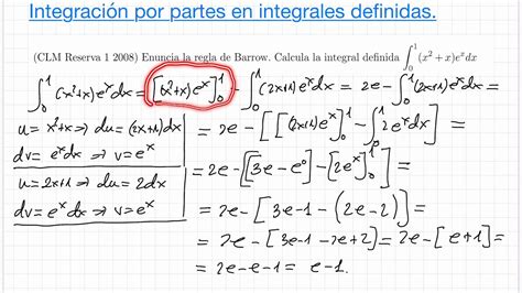 Integral definida 05 Integración por partes en integrales definidas