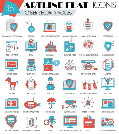 Network Computer And Cyber Security Stock Vector Illustration Of