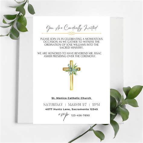 Ordination Cards Pastor Ordination Catholic Priestly Ordination Reception Invitation Diy