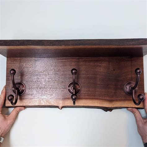 Black Walnut Live Edge Coat Rack With Shelf Etsy