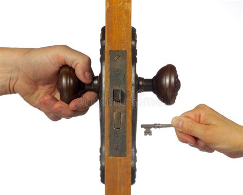 Old Antique Door Being Open With Skeleton Key Stock Photo Image Of