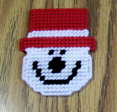 Plastic Canvas Christmas Snowman Magnet Fridge Needlecraft Etsy