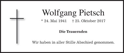 Traueranzeigen Von Wolfgang Pietsch Trauer Merkur De