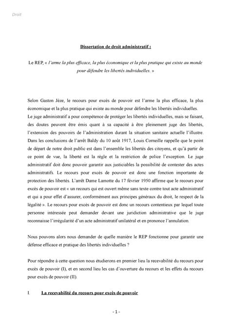 Recours Pour Exc S De Pouvoir Dissertation De Droit Administratif