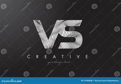 Vs V S Letter Logo With Zebra Lines Texture Design Vector Stock Vector