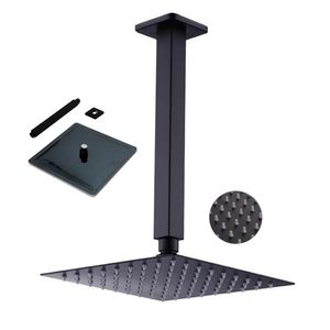 Chuveiro Ducha Inox Preto Fosco X Quadrado Teto Suporte Banheiro