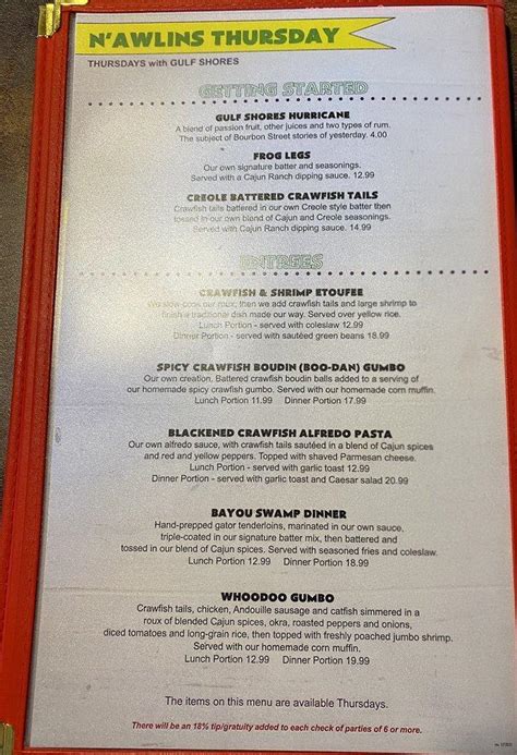 Menu At Gulf Shores Restaurant And Grill St Peters