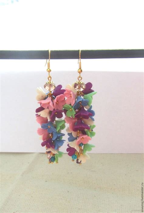 Длинные серьги-грозди " летнее настроение". в интернет-магазине на ...