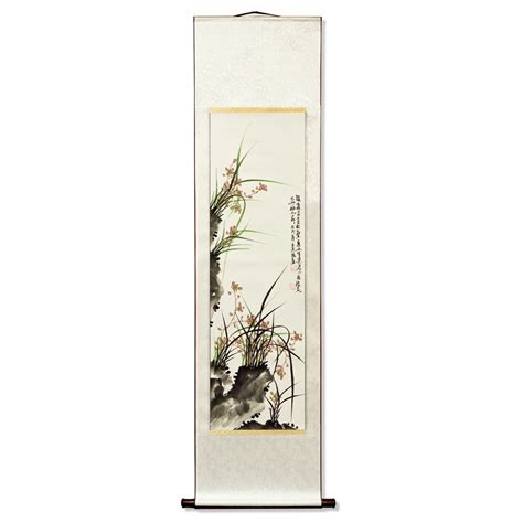 Four Season Mei Lan Ju Zhu Chinese Water Painting Scroll Set With