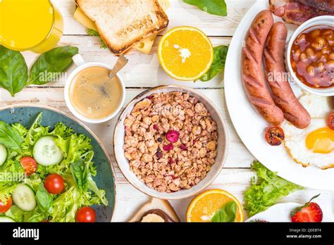 Different Types Of Breakfast Or Brunch Stock Photo Alamy