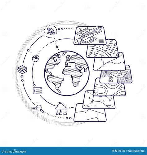 Gis Data Layers Cloud Concept Cartoon Vector 80496511