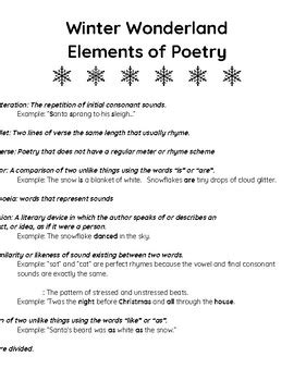 Winter Wonderland - Poetry Analysis Activities and Assessment | TPT