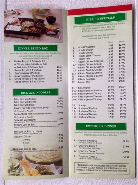 Menu At Ichiban Restaurant Peachtree City
