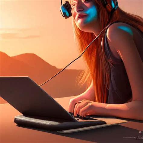 Photorealistic Illustration Of Beautiful Girl Working Stable