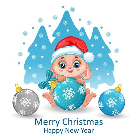 Christmas Rabbit Santa Hat Vector Image Stock Illustrations 1 687