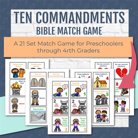 Ten Commandments Match Game for Kids - Bible Memory Game (Protestant) – Kids Bible Teacher