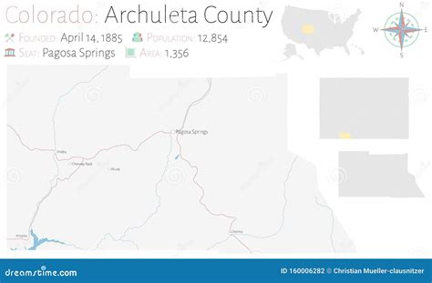 Map of Archuleta County in Colorado Stock Vector - Illustration of city ...