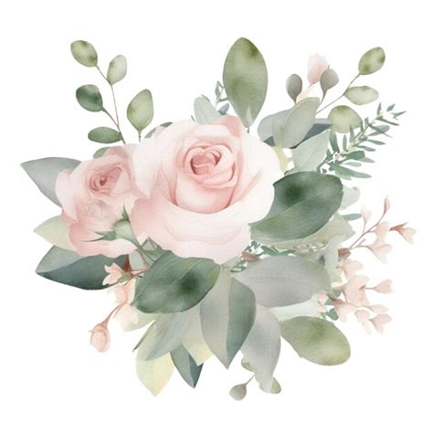 Premium Photo Pink Roses With Green Leaves On A White Background