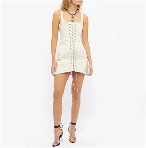 Dion Lee Laced Utility Corset Dress Unbleached White Size 6