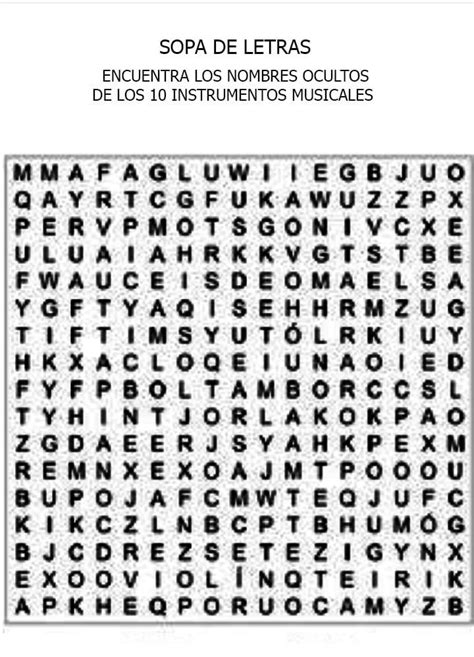 Sopa De Letras Encuentra Los Nombres Ocultos De Los Instrumentos