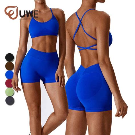 Custom Yoga Set V Backless Sports Bra Cut Waist Scrunch Butt Shorts