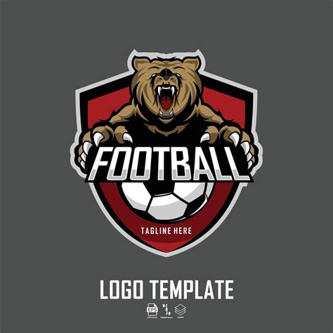 HEAD BEARS FOOT BALL LOGO WITH A GRAY BACKGROUND 8652867 Vector Art at ...