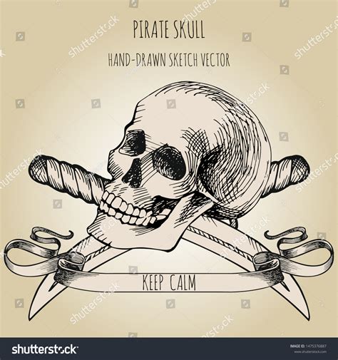 Human Skull Pirate Symbol Jolly Roger Stock Vector Royalty Free