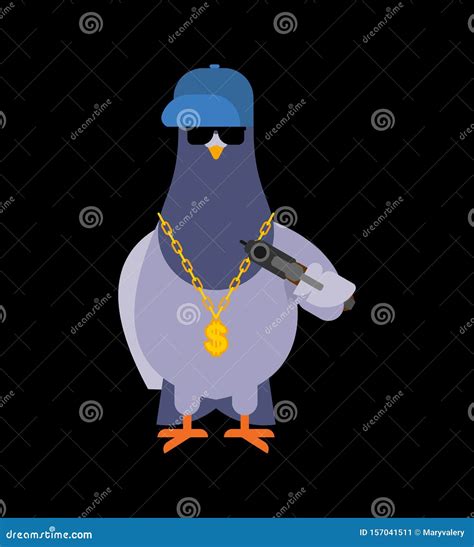 Pigeon Gangster Cool City Bird Swag Gangsta Stock Vector