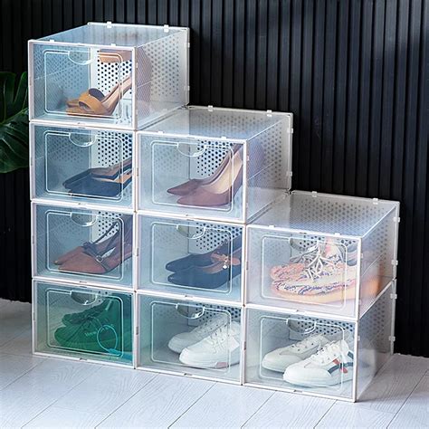 Large Double Frame Plastic Transparent Storage Shoebox Folding Storage