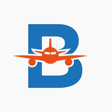 Initial Letter B Travel Logo Concept With Flying Air Plane Symbol