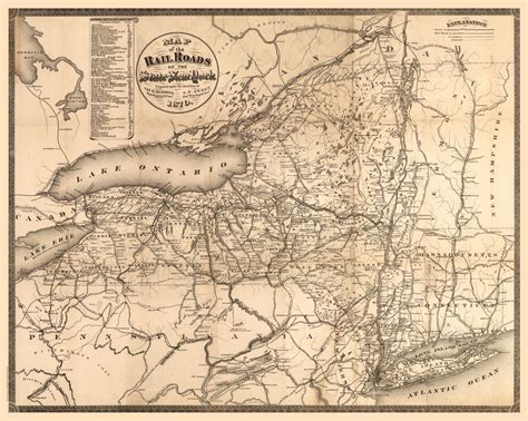 New York State 1870 Railroads Kroll Antique Maps