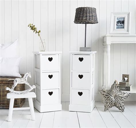 Pair Narrow White Bedside Table 25cm Wide The White Lighthouse Bedroom