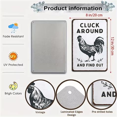 Funny Chicken Cluck Around And Find Out Tin Sign For