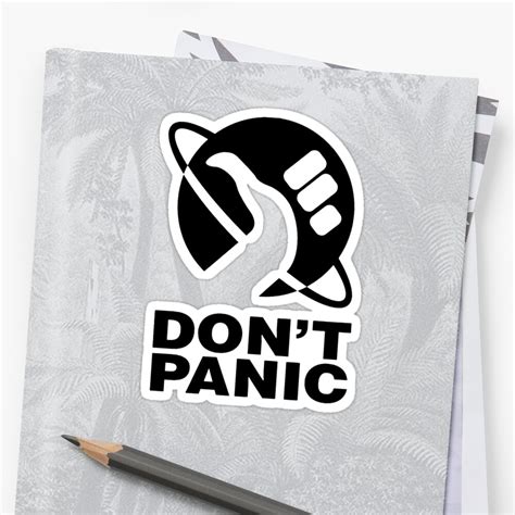 Dont Panic Hitchhikers Guide Sticker By Alwatkins1 Redbubble