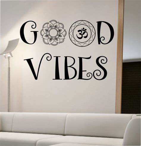 Good Vibes Wall Decal Om Mandala Flower Namaste Vinyl Sticker Art Decor